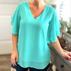 Zenana Chiffon Waterfall Sleeve Top